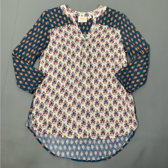 Mauve Mandan Top Anthropologie Small Blouse Blue Green - Picture 9 of 14